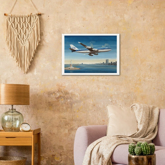 Thijs Postma - Poster - Boeing 747-400 KLM Over Manhattan Poster Only TP Aviation Art