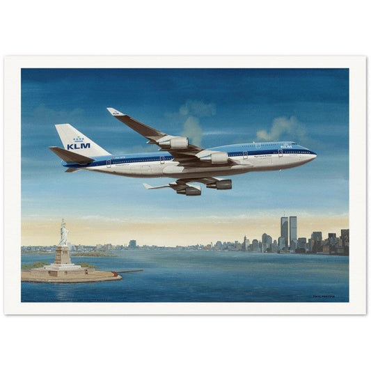Thijs Postma - Poster - Boeing 747-400 KLM Over Manhattan Poster Only TP Aviation Art