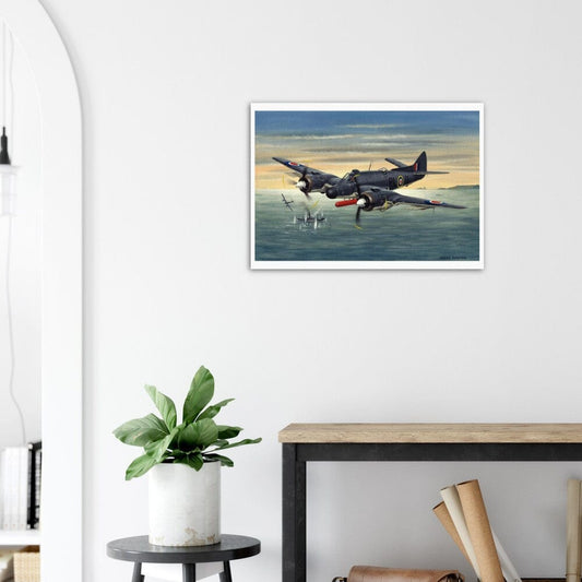 Thijs Postma - Poster - Bristol Beaufighter T.F. Mk.10 Attacking German Ships Poster Only TP Aviation Art