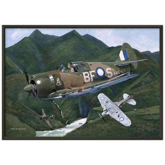 Thijs Postma - Poster - CA-13 Boomerang On Patrol - Metal Frame Poster - Metal Frame TP Aviation Art
