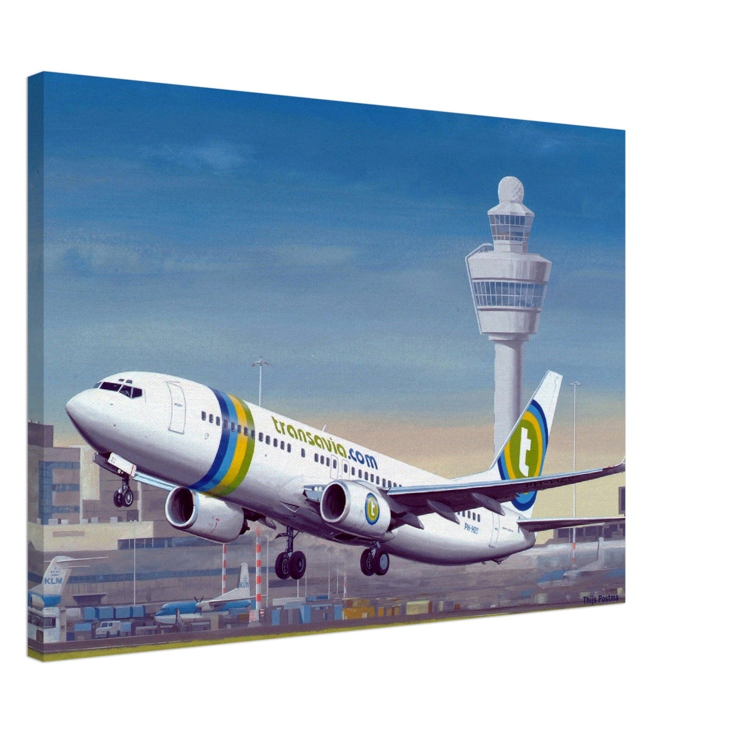 Thijs Postma - Poster - Canvas - Boeing 737-800 Transavia Schiphol Airport Canvas Print TP Aviation Art 50x70 cm / 20x28″