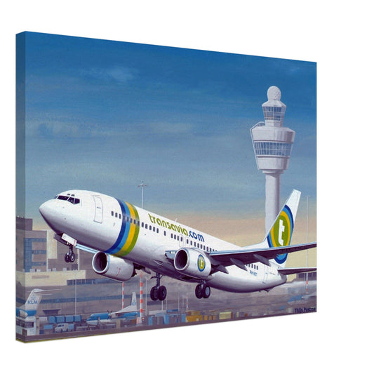 Thijs Postma - Poster - Canvas - Boeing 737-800 Transavia Schiphol Airport Canvas Print TP Aviation Art