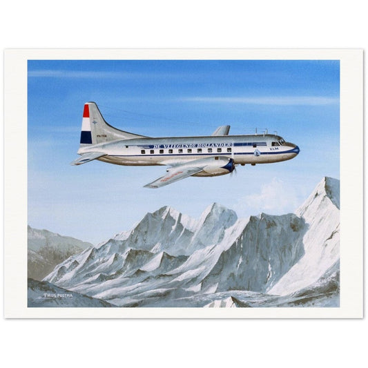 Thijs Postma - Poster - Convair 240 PH-TEB Over The Alps Poster Only TP Aviation Art