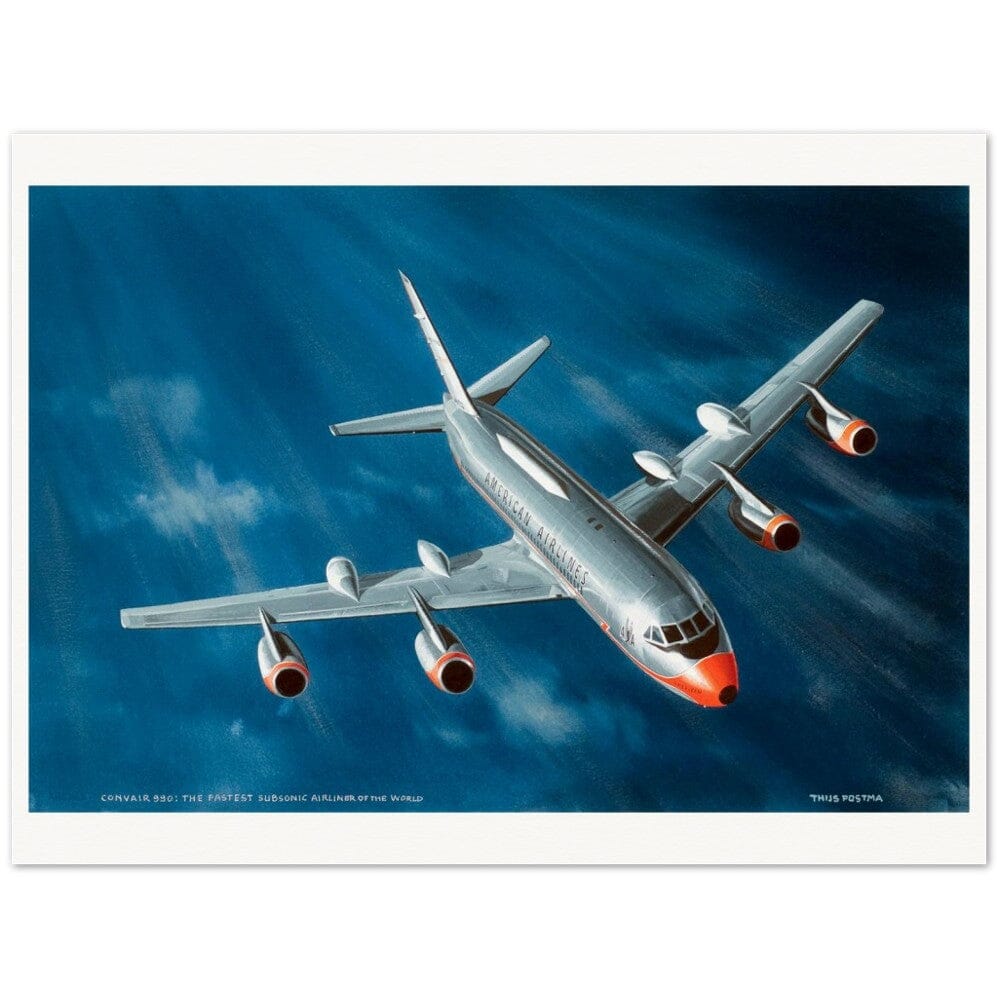 Thijs Postma - Poster - Convair 990 Coronado - Fastest Subsonic Airliner Poster Only TP Aviation Art 60x80 cm / 24x32″
