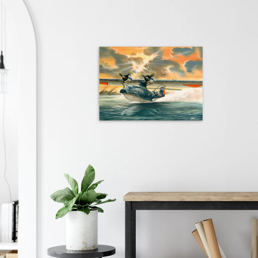 Thijs Postma - Poster - Convair PBY-5 Catalina Attacked By Zeros Poster Only TP Aviation Art