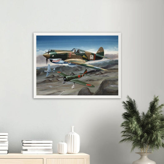 Thijs Postma - Poster - Curtiss P-40B Shooting Down a Japanese Ki-27 Otsu Poster Only TP Aviation Art