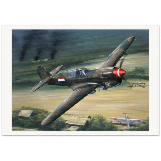 Thijs Postma - Poster - Curtiss P-40N Warhawk On The Attack Poster Only TP Aviation Art