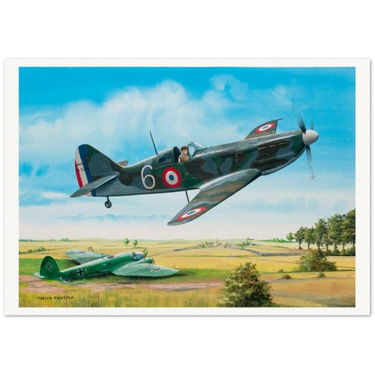 Thijs Postma - Poster - Dewoitine D.520 Inspecting The Kill Poster Only TP Aviation Art