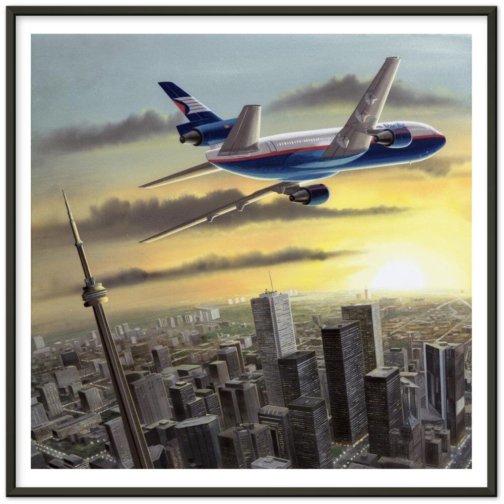Thijs Postma - Poster - Douglas DC-10 CPA Over Toronto - Metal Frame Poster - Metal Frame TP Aviation Art 70x70 cm / 28x28″ Black