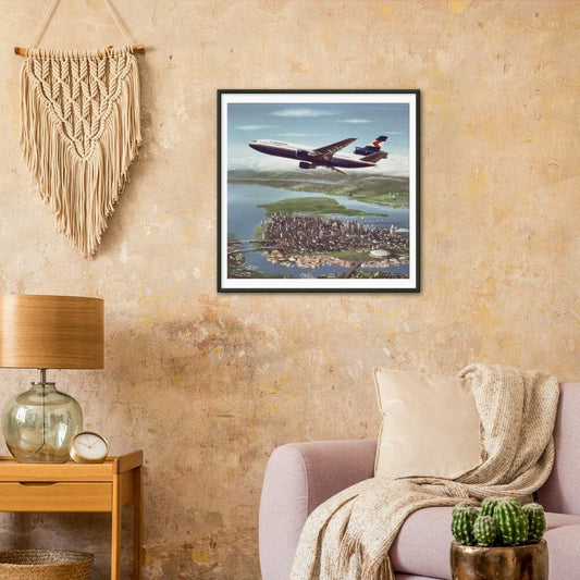 Thijs Postma - Poster - Douglas DC-10 CPA Over Vancouver - Metal Frame Poster - Metal Frame TP Aviation Art