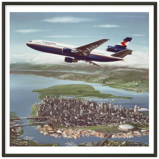 Thijs Postma - Poster - Douglas DC-10 CPA Over Vancouver - Metal Frame Poster - Metal Frame TP Aviation Art