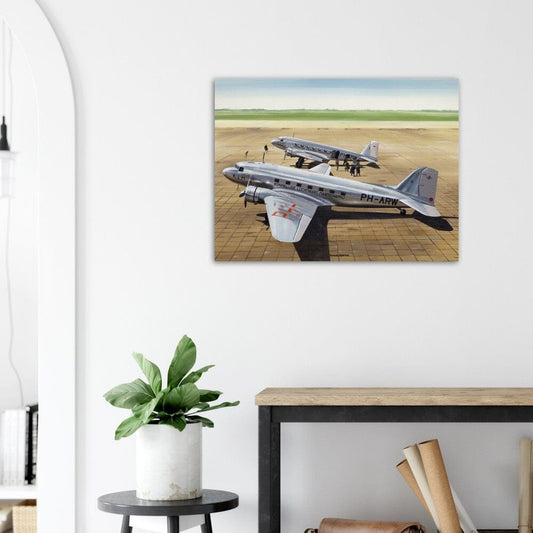 Thijs Postma - Poster - Douglas DC-3 And DC-2 At Schiphol In 1939 Poster Only TP Aviation Art