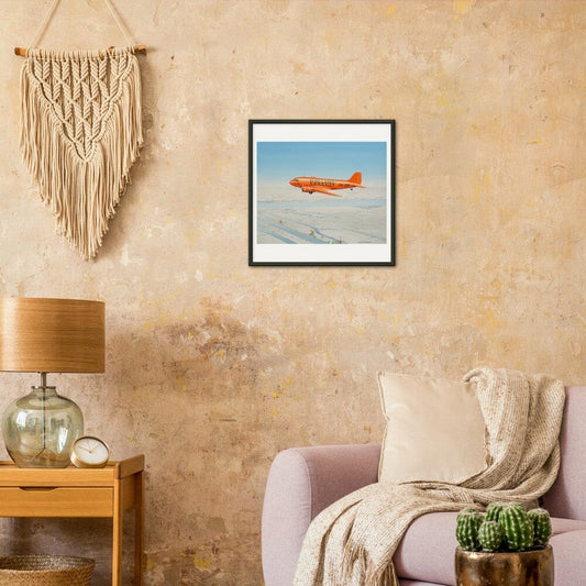 Thijs Postma - Poster - Douglas DC-3 KLM PH-ASP Flying Above The Snow - Metal Frame Poster - Metal Frame TP Aviation Art