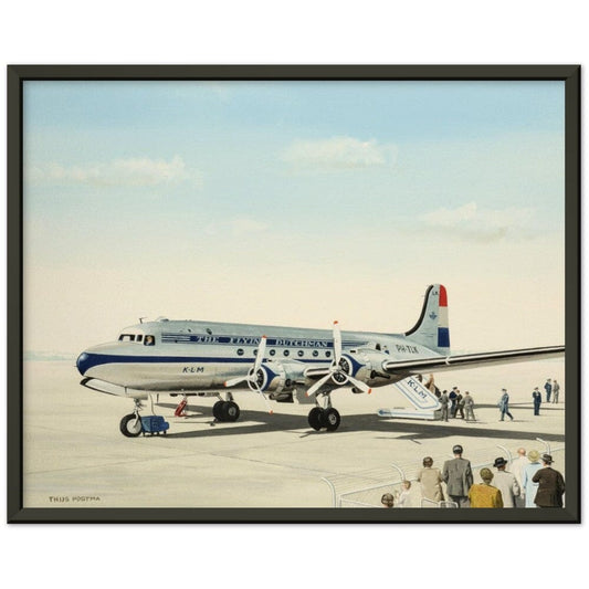 Thijs Postma - Poster - Douglas DC-4 Skymaster KLM PH-TLK Boarding - Metal Frame Poster - Metal Frame TP Aviation Art
