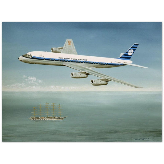 Thijs Postma - Poster - Douglas DC-8 PH-DCS Above Sailing Ship Poster Only TP Aviation Art