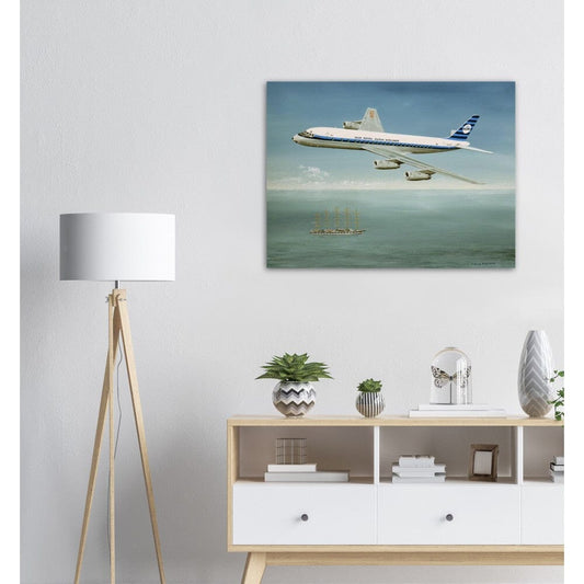 Thijs Postma - Poster - Douglas DC-8 PH-DCS Above Sailing Ship Poster Only TP Aviation Art