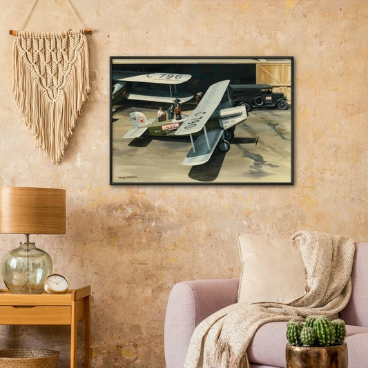 Thijs Postma - Poster - Douglas M-4 Discussing The Mail Plane - Metal Frame Poster - Metal Frame TP Aviation Art