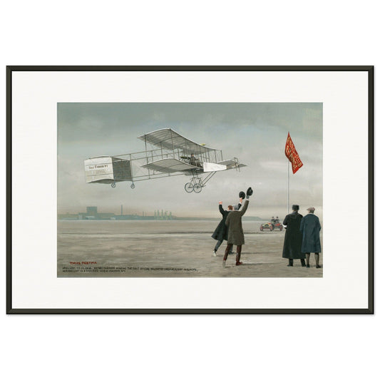 Thijs Postma - Poster - Farman No.1 First Flight Of One Kilometer Over Europe - Metal Frame Poster - Metal Frame TP Aviation Art 60x90 cm / 24x36″