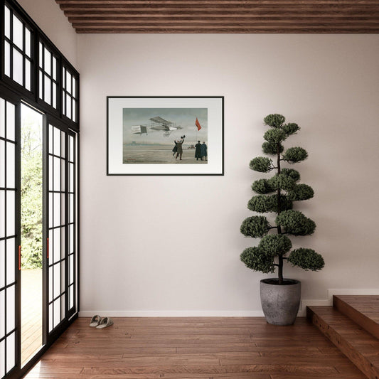 Thijs Postma - Poster - Farman No.1 First Flight Of One Kilometer Over Europe - Metal Frame Poster - Metal Frame TP Aviation Art