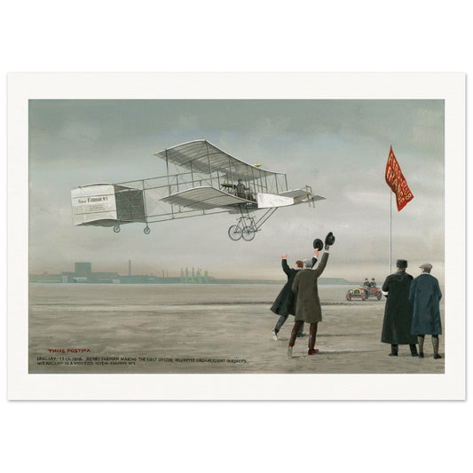 Thijs Postma - Poster - Farman No.1 First Flight Of One Kilometer Over Europe Poster Only TP Aviation Art 50x70 cm / 20x28″ 