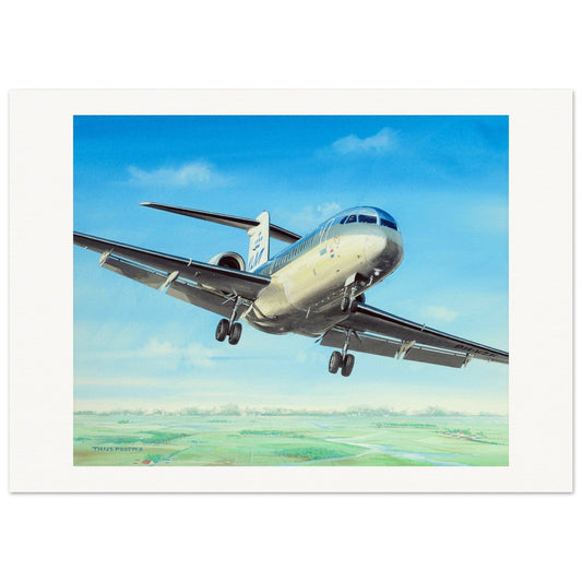 Thijs Postma - Poster - Fokker 100 KLM PH-KZK Poster Only TP Aviation Art 50x70 cm / 20x28″