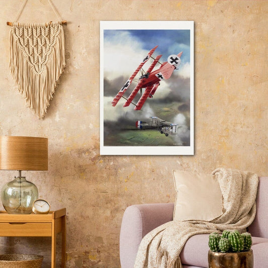 Thijs Postma - Poster - Fokker Dr.I Shooting Down A DeHavilland DH.2 In 1916 Poster Only TP Aviation Art