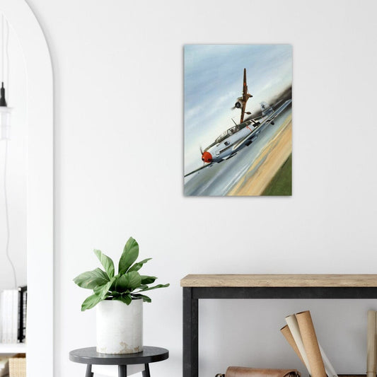 Thijs Postma - Poster - Fokker D.XXI Shoots Down A German Messerschmitt Bf 109 Poster Only TP Aviation Art