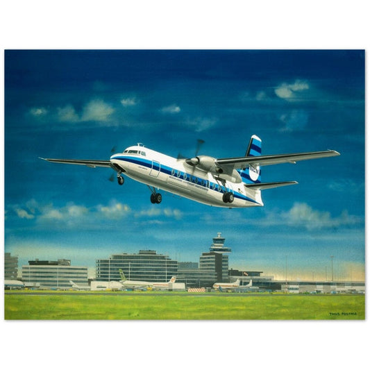 Thijs Postma - Poster - Fokker F-27 Friendship Taking Off From Schiphol Poster Only TP Aviation Art