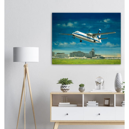 Thijs Postma - Poster - Fokker F-27 Friendship Taking Off From Schiphol Poster Only TP Aviation Art