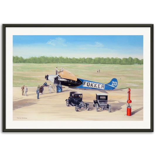 Thijs Postma - Poster - Fokker F.7/3m During Ford Reliability Tour - Metal Frame Poster - Metal Frame TP Aviation Art 50x70 cm / 20x28″