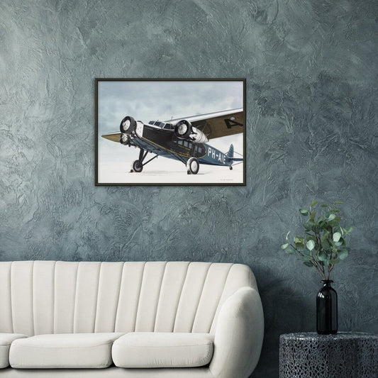 Thijs Postma - Poster - Fokker F.XII PH-AIE In The Snow - Metal Frame Poster - Metal Frame TP Aviation Art