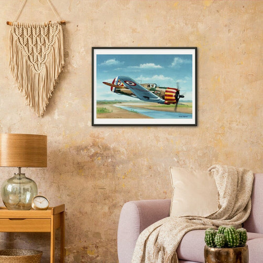 Thijs Postma - Poster - French Curtiss P-36 Over Senegal - Metal Frame Poster - Metal Frame TP Aviation Art