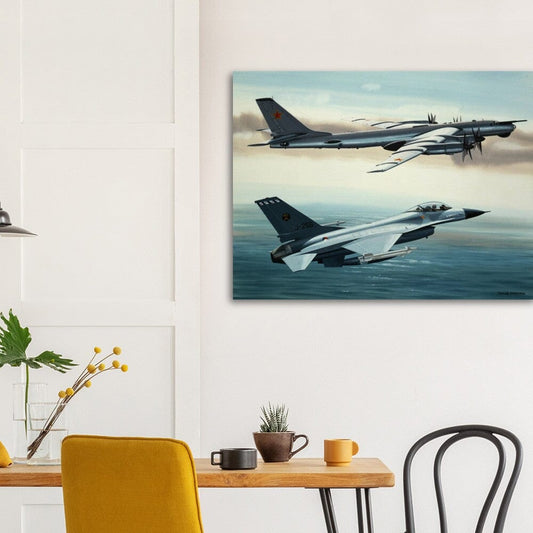Thijs Postma - Poster - General Dynamics F-16 Fighting Falcon Escorting A Russian Bear Poster Only TP Aviation Art