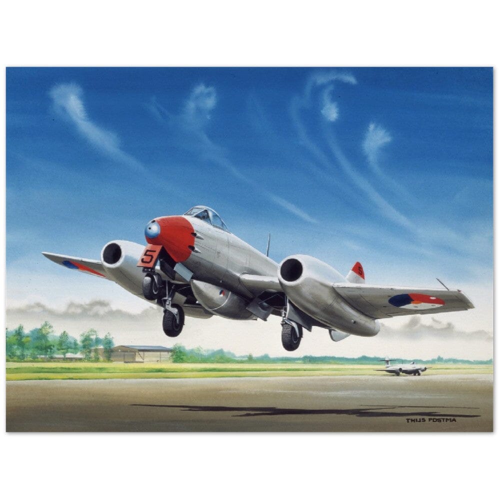 Thijs Postma - Poster - Gloster Meteor F.Mk.4 Taking Off Poster Only TP Aviation Art 60x80 cm / 24x32″
