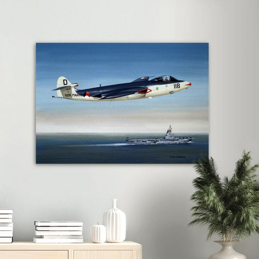 Thijs Postma - Poster - Hawker Sea Hawk FB.50 Passing The Karel Doorman Poster Only TP Aviation Art