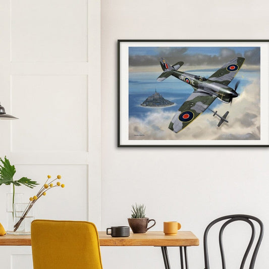 Thijs Postma - Poster - Hawker Tempest JF-E Downing A German Fighter - Metal Frame Poster - Metal Frame TP Aviation Art