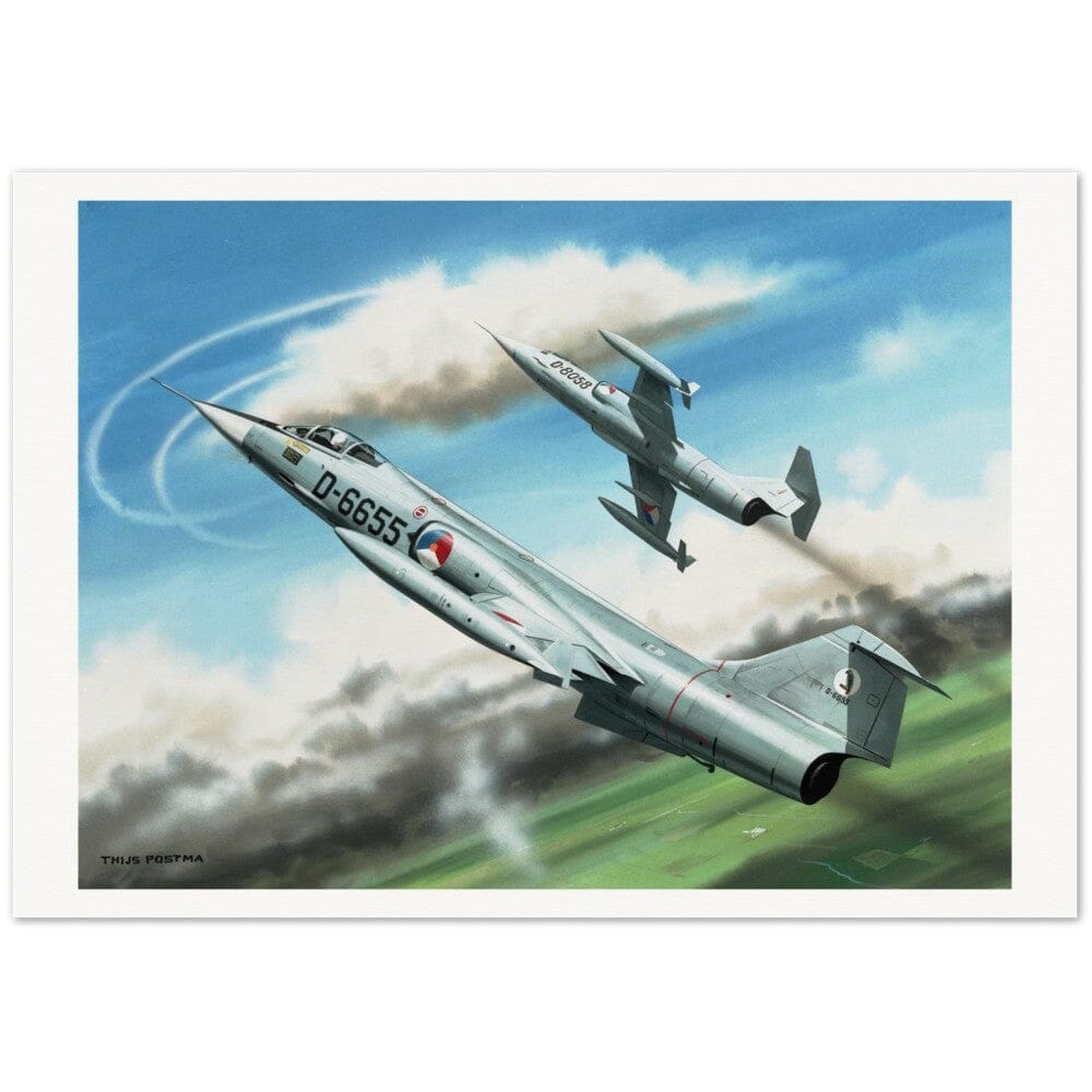 Thijs Postma - Poster - Lockheed F-104G Starfighters D-6655 And D-8058 Poster Only TP Aviation Art 70x100 cm / 28x40″ 