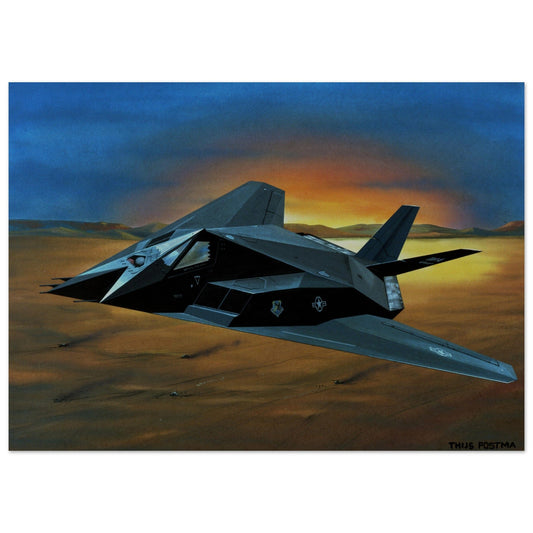 Thijs Postma - Poster - Lockheed F-117 Nighthawk Over Desert Poster Only TP Aviation Art 50x70 cm / 20x28″