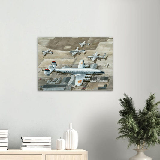 Thijs Postma - Poster - Lockheed L-049 Constellation PH-TAU Low Pass Schiphol 1947 Poster Only TP Aviation Art