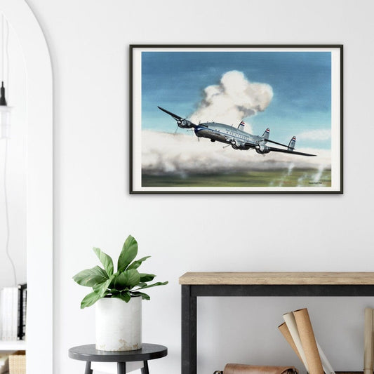 Thijs Postma - Poster - Lockheed L-049 PH-TAV Venlo Flying - Metal Frame Poster - Metal Frame TP Aviation Art