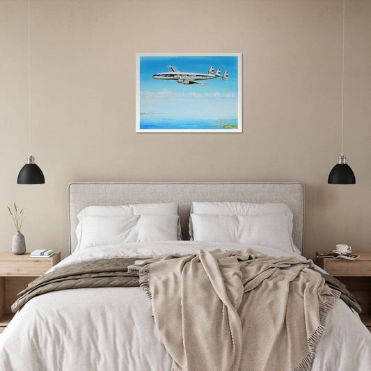 Thijs Postma - Poster - Lockheed L-1049 PH-LKE Over Sea Print Material TP Aviation Art