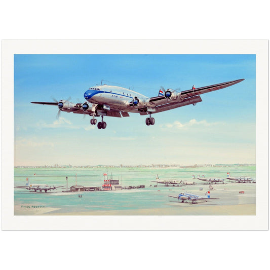 Thijs Postma - Poster - Lockheed L-49 Constellation Over Schiphol 1946-47 Poster Only TP Aviation Art