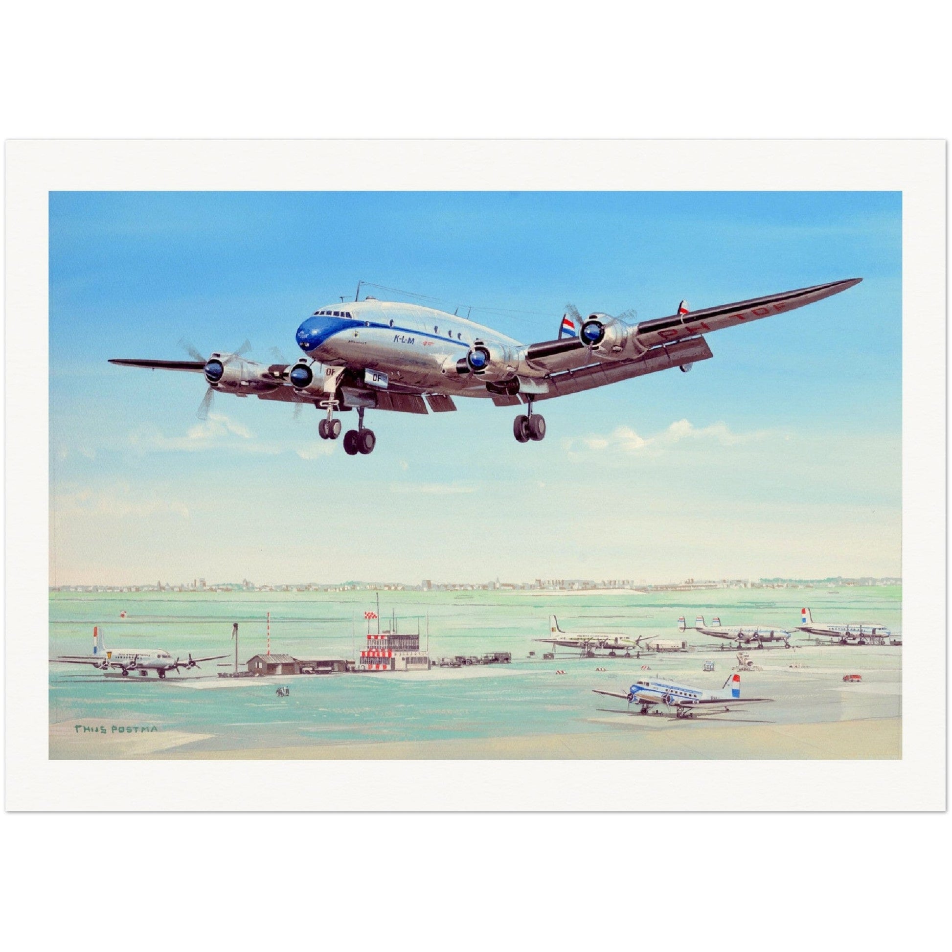 Thijs Postma - Poster - Lockheed L-49 Constellation Over Schiphol 1946-47 Poster Only TP Aviation Art 50x70 cm / 20x28″ 