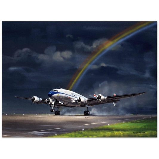 Thijs Postma - Poster - Lockheed L-749 Constellation Under The Rainbow Poster Only TP Aviation Art