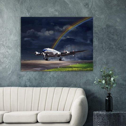 Thijs Postma - Poster - Lockheed L-749 Constellation Under The Rainbow Poster Only TP Aviation Art