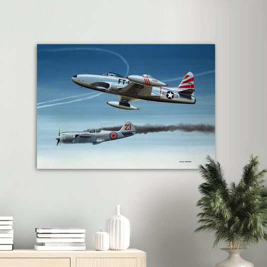 Thijs Postma - Poster - Lockheed P-80 Shooting A Lavochkin La-9 Over Korea Poster Only TP Aviation Art