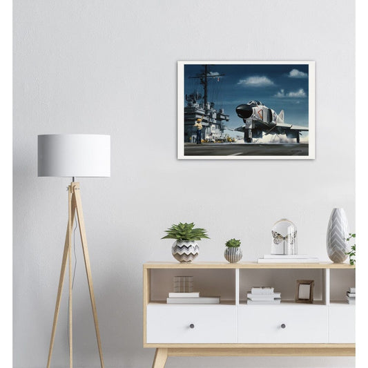 Thijs Postma - Poster - McDonnell F-4B Phantom Taking Off Aircraft Carrier USS Ranger Poster Only TP Aviation Art