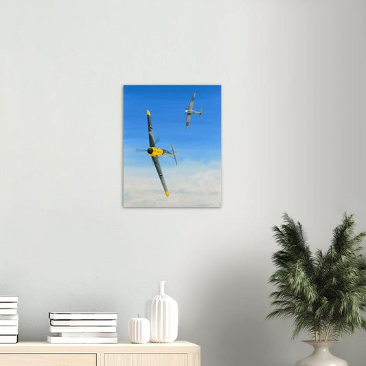 Thijs Postma - Poster - Messerschmitt Bf 109E And Spitfire Mk.1 Air Duel Poster Only TP Aviation Art