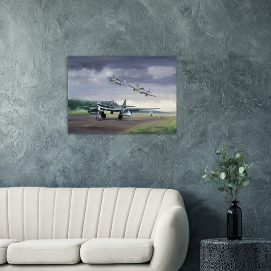 Thijs Postma - Poster - Messerschmitt Me 262 Getting Visitors P-51 Mustangs Poster Only TP Aviation Art