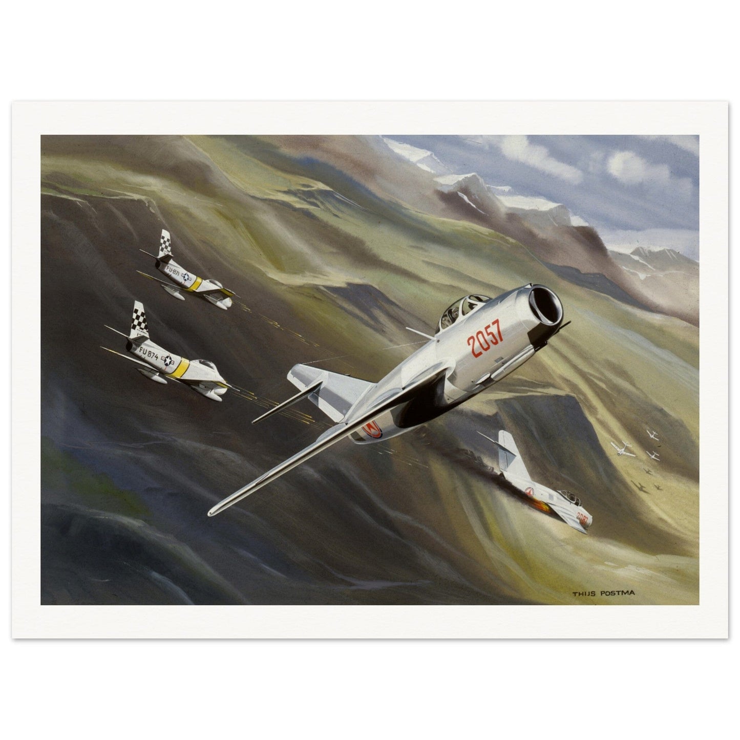 Thijs Postma - Poster - MiG-15 And F-86 Sabre In Korea Poster Only TP Aviation Art 60x80 cm / 24x32″